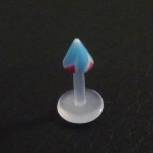 Piercing labret bleu, rouge et blanc