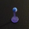 Piercing labret bleu et blanc motif : tête de mort