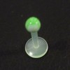 Piercing labret vert et blanc motif : tête de mort