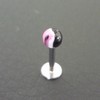 Piercing labret rose et noir motif : ying yang