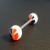 Piercing langue Noir, Rouge et blanc