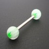 Piercing langue vert, blanc motif feuille