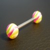 Piercing langue vert, rose et blanc