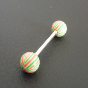 Piercing langue vert et rose