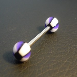 Piercing langue violet blanc et noir
