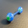 Piercing langue bleu et vert motif : feuille