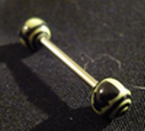Piercing langue acier chirurgical Noir et blanc