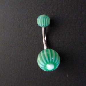 Piercing nombril vert et blanc