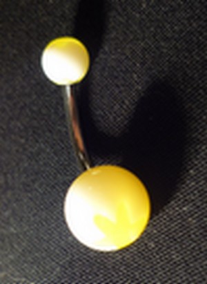 Piercing Nombril Acier chirurgical Fleur Jaune et Blanc