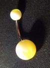 Piercing Nombril Acier chirurgical Fleur Jaune et Blanc
