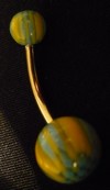 Piercing Nombril Acier chirurgical Jaune et Bleu