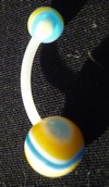 Piercing Nombril bioflex jaune, bleu et blanc