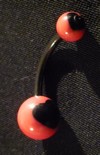 Piercing Nombril bioflex Noir et rouge Coeur