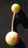 Piercing Nombril Acier chirurgical rose et vert